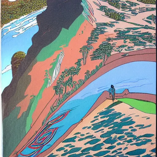 Image similar to morro de santa teresa painted by moebius