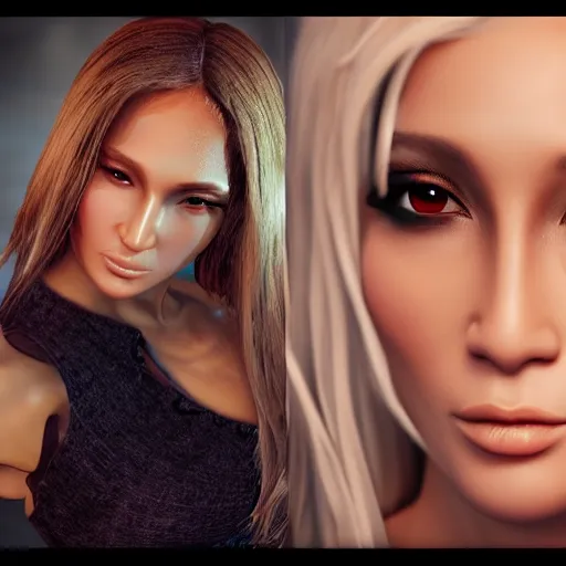 Image similar to gummy bear j - lo lookalike, portrait photography, unreal engine