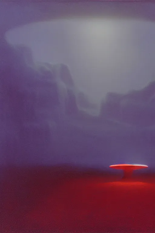 Image similar to otherworldly atmosphere of an alien planet by arthur haas and bruce pennington and john schoenherr, cinematic neon lights matte painting, james turrell building, 8 k realistic, stormy weather, dark moody colors