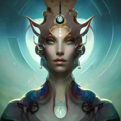 Image similar to portrait of a beautiful cybernetic emanation, profile, by pete mohrbacher and artgerm and wlop, digital art, highly detailed, intricate, fantasy, mystical, Trending on Artstation HQ, deviantart, unreal engine, 4K UHD image