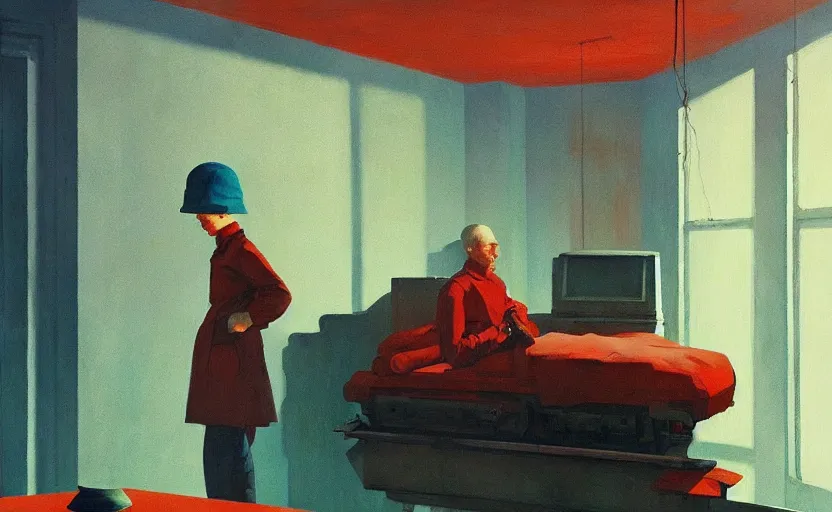 Image similar to Inside Soviet factories gulag, very coherent, painted by Edward Hopper, Wayne Barlowe, painted by James Gilleard, airbrush, art by JamesJean