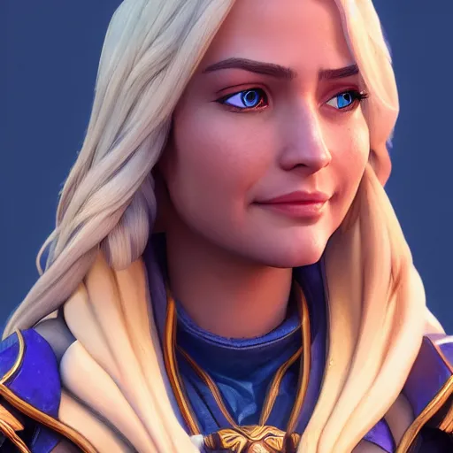 Image similar to A portrait of Jaina Proudmore (World of Warcraft). 3d render, octane render, game art, realistic, highly detailed, trending on artstation, 4k, trending on artstation, pixar, cgsociety, unreal engine 5, redshift render, trending on artstation, blender, behance, cg