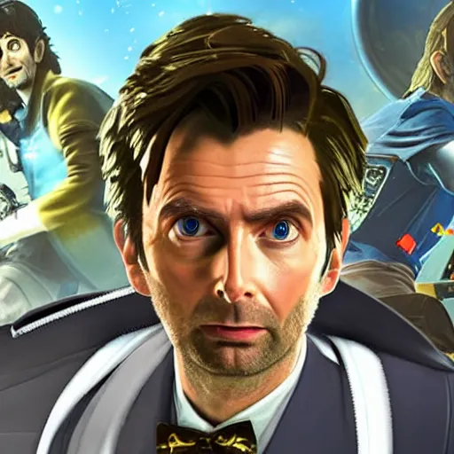 Prompt: David Tennant as Dr Who in Breath of the Wild, gameplay screenshot