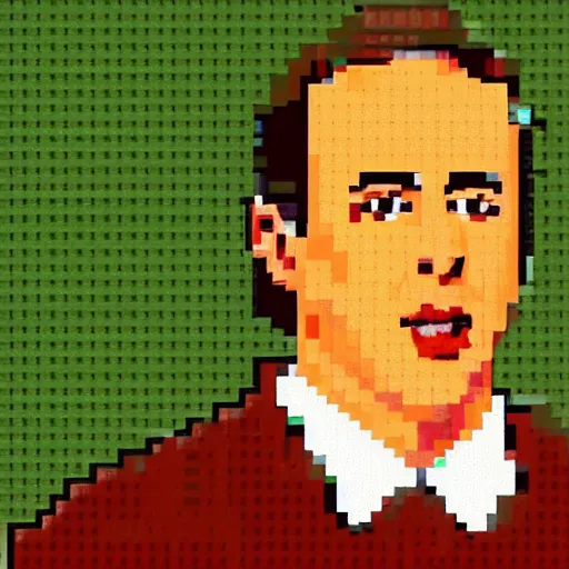 Image similar to Jerry Seinfeld pixel art, hyper realistic, HD, HQ, photo realistic