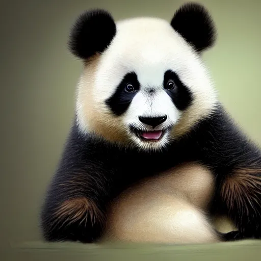 Image similar to photo realistic image of a baby panda, stunning 3 d render inspired art by istvan sandorfi and greg rutkowski, perfect facial symmetry, realistic, highly detailed attributes and atmosphere, dim volumetric cinematic lighting,