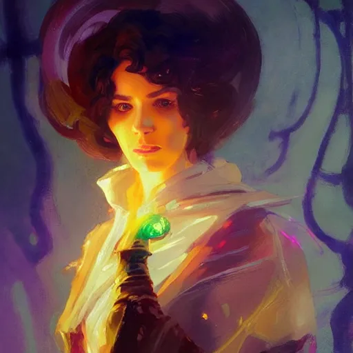 Image similar to a oil art portrait of young mage with neon magic in style of transistor character, character design from d & d, art by anders zorn, wonderful masterpiece by greg rutkowski, beautiful cinematic light, american romanticism by greg manchess, jessica rossier
