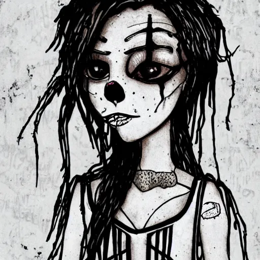 Prompt: grunge drawing by mrrevenge of a clown, corpse bride style