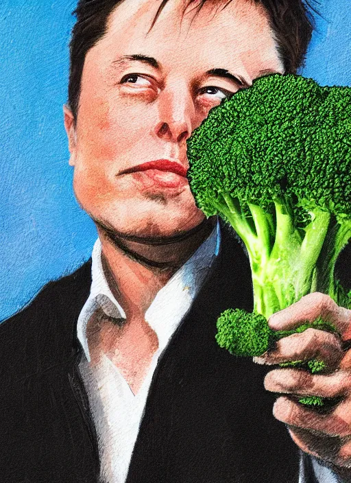 Prompt: portrait of elon musk made of brocoli