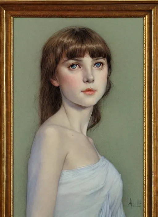 Image similar to a portrait of a pretty young lady by alan lee