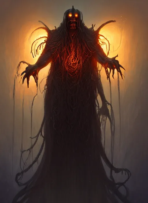 Image similar to undertaker as man - thing, intricate, elegant, glowing lights, highly detailed, digital painting, artstation, glamor pose, concept art, smooth, sharp focus, illustration, art by artgerm and greg rutkowski, artey freytag