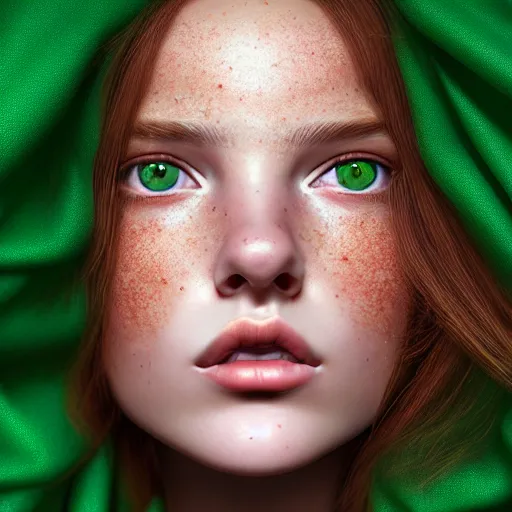 Prompt: beautiful hyperrealism hyperdetailed selfie of a cute young woman, long light bronze brown hair, flushed face, red blush, light freckles, puffy lips, soft features, emerald green eyes, 8 k, sharp focus, art by irakli nadar