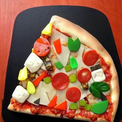 Prompt: pizza with minecraft toppings