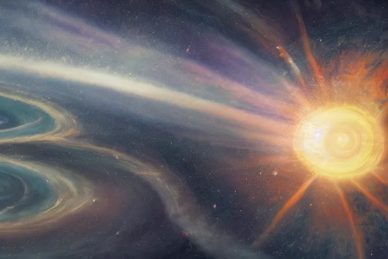 Image similar to accretion disk of nature, matte painting, illustrated by max hay