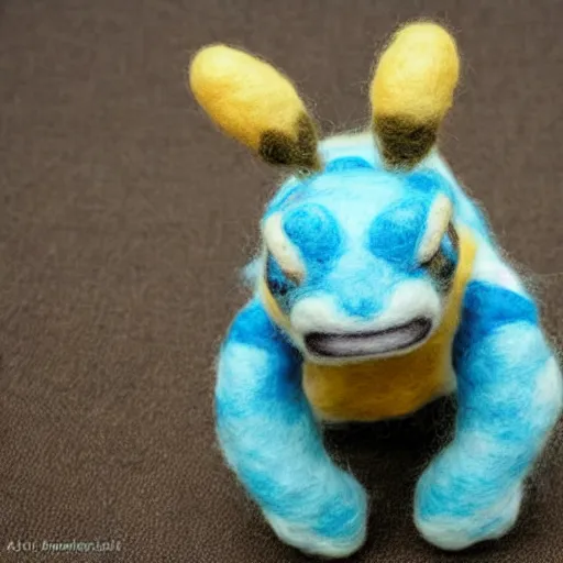 Image similar to a needle felted blastoise, needle felting art.