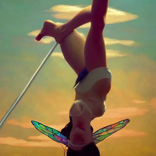 Image similar to A beautiful pole dancing fairie, cinematic lighting, soft bokeh, fantasy, modern, colourful, highly detailed, digital painting, artstation, deviantart, concept art, sharp focus, illustration, by Edward Hopper and Rene Magritte and Alphonse Mucha