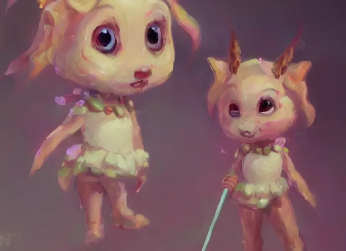 Image similar to concept art of cute candy characters, oil painting by Jama Jurabaev, extremely detailed, brush hard, artstation, for AAA game, high quality