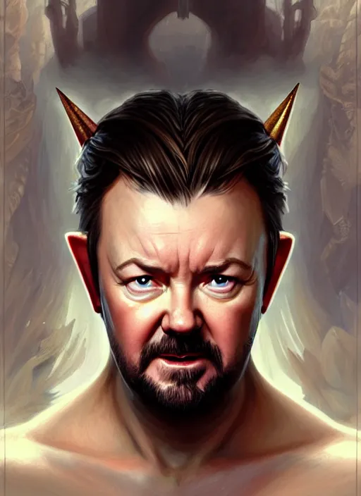 Prompt: portrait of ricky gervais as an elf, d & d, muscular! fantasy, intricate, elegant, highly detailed, digital painting, artstation, concept art, smooth, sharp focus, illustration, art by artgerm and greg rutkowski and alphonse mucha