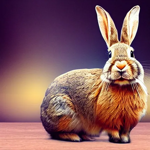 Image similar to a photorealistic photo of a rabbit, the rabbit has a pancake on its head