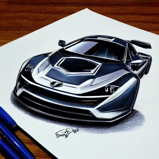 Image similar to ballpoint pen drawing of the batmobile