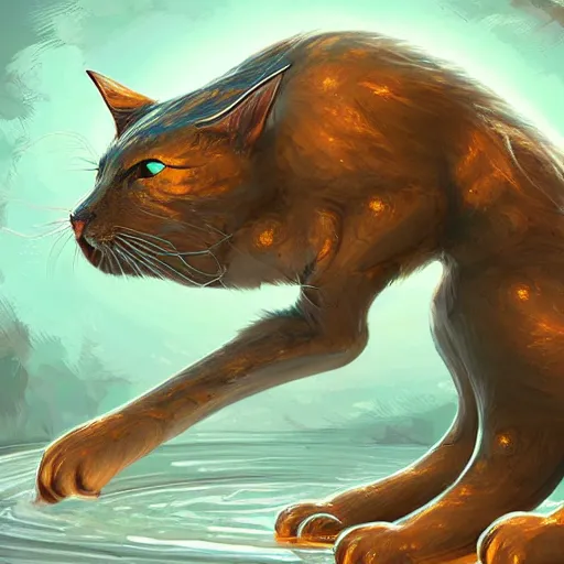 Image similar to liquid cat, water elemental, fantasy, highly detailed, smooth, artstation, digital illustration