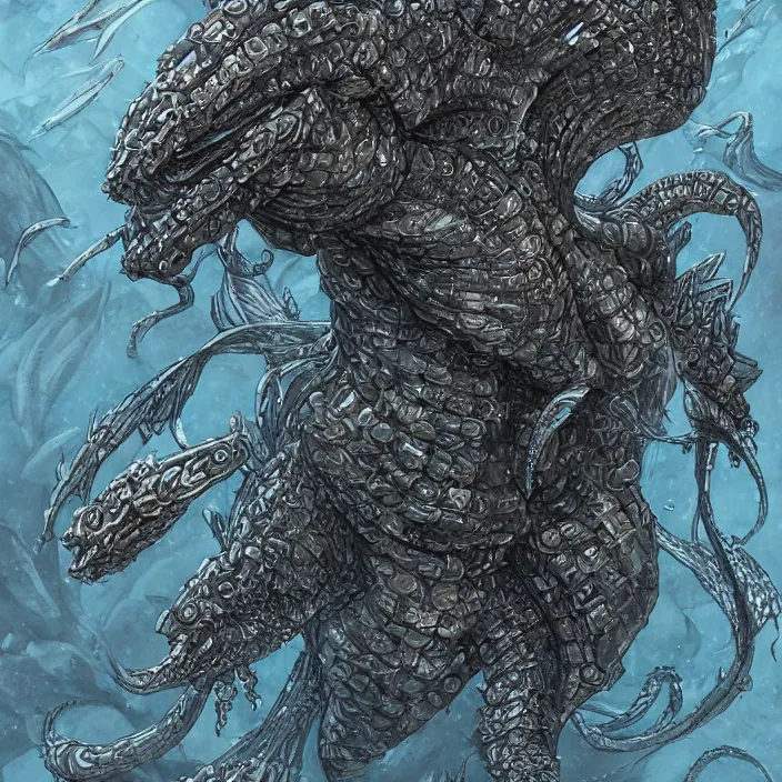 Prompt: underwater sea leviathan full body, d & d style, trending on artstation, intricate, highly detailed