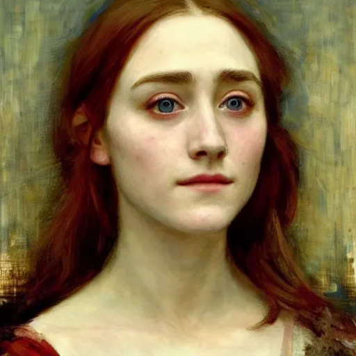 Prompt: a true-to-life portrait of Saoirse Ronan painted by John William Waterhouse