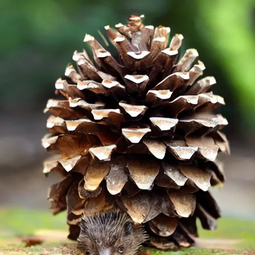 Image similar to photo of a pinecone with the face of a hedgehog