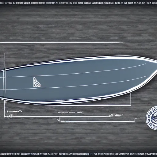 Prompt: blueprint of a surfboard shaped by firewire, technical sketch, high detail, high resolution, 8 k resolution