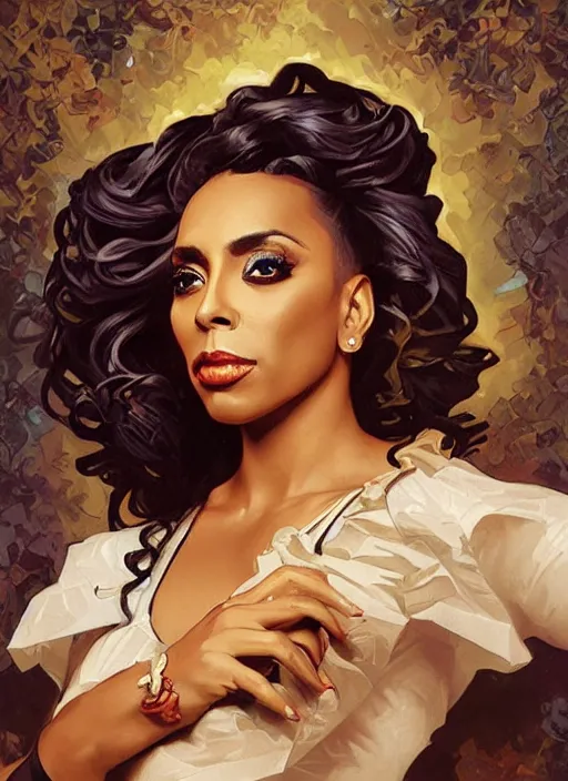 Image similar to shangela, painting by artgerm and greg rutkowski and alphonse mucha