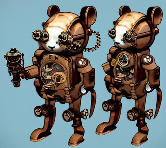 Image similar to steampunk ferret - shaped mech, steampunk steam - powered bioshock - inspired ferret - shaped mechanical animal