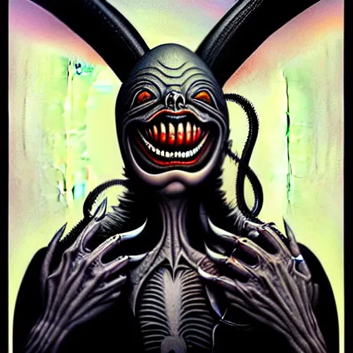 Image similar to giger spider joker, by tristan eaton stanley artgerm and tom bagshaw.