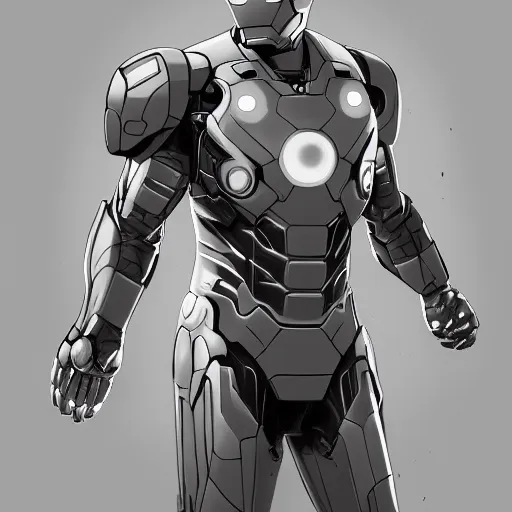 Prompt: digital painting of mujica in grey and white iron man suit, hyperdetailed, artstation, cgsociety, 8 k