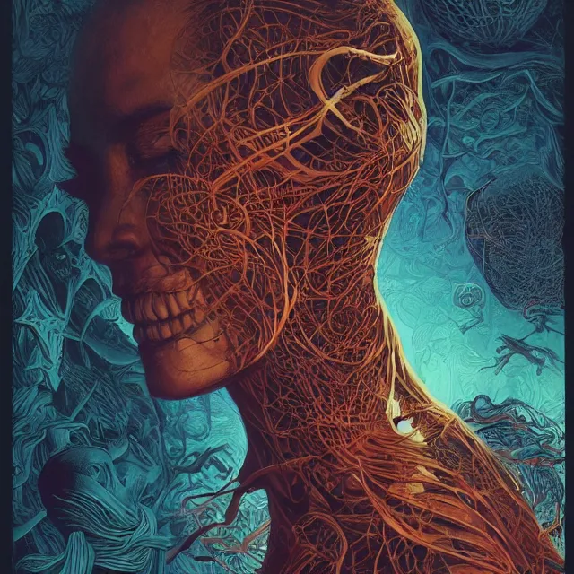Image similar to a wandering mind, intrusive thoughts, grotesque, horror, high details, intricate details, by vincent di fate, artgerm julie bell beeple, inking, vintage 6 0 s print, screen print