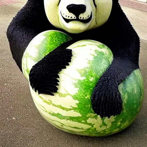 Image similar to watermelon sculpture of a panda