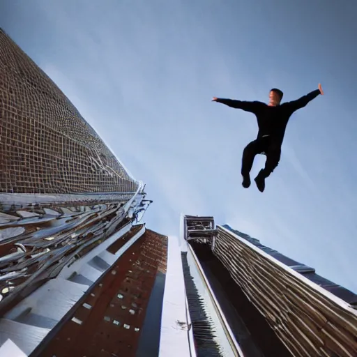 Image similar to pov of falling man, sleeves showing