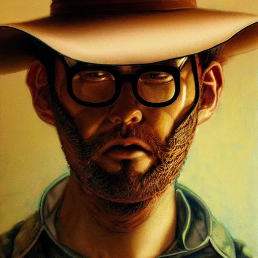 Image similar to citizen portrait soft light painted by james jean and katsuhiro otomo and erik jones, inspired by sergio leone, smooth face feature, intricate oil painting, high detail illustration, sharp high detail, manga and anime 1 9 9 9