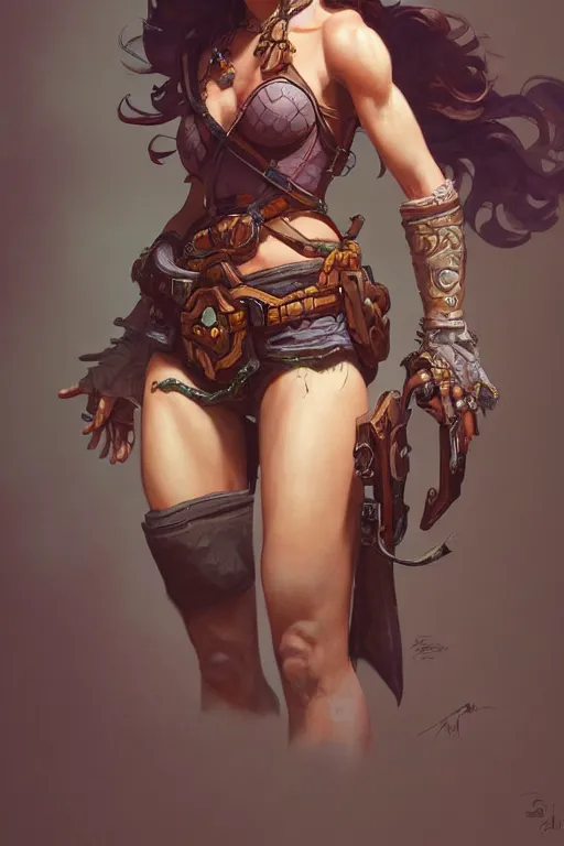 Image similar to beautiful female cowgirl, full body shot, d & d, fantasy, intricate, elegant, highly detailed, digital painting, artstation, concept art, matte, sharp focus, illustration, hearthstone, art by artgerm and greg rutkowski and alphonse mucha