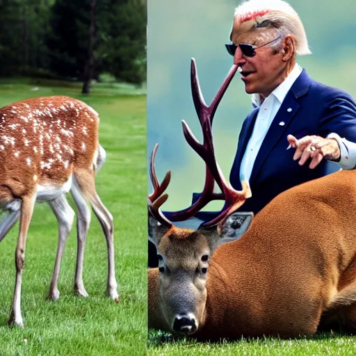 Prompt: joe biden with the body of a deer