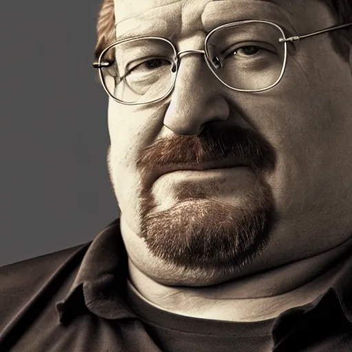 Image similar to portrait, high resolution, gabe newell as walter white on dirt road