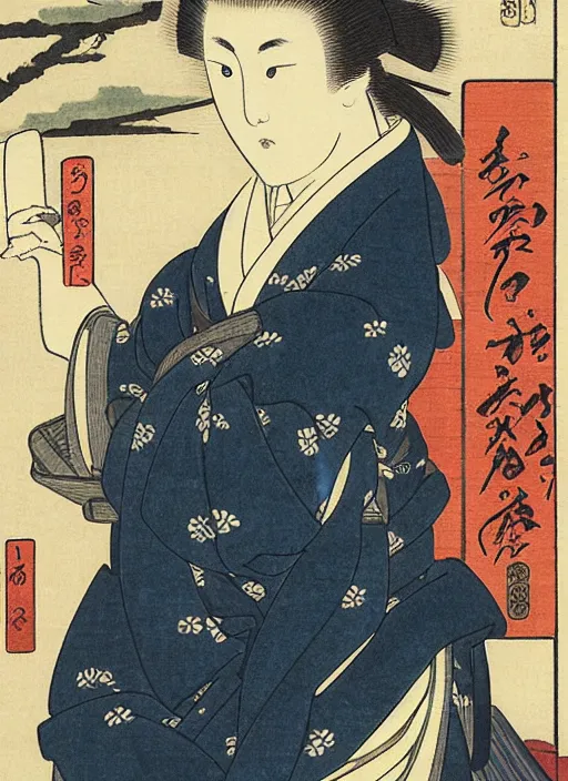 Image similar to ukiyo - e of a beautiful girl emma watson by utagawa kuniyasu and utagawa kunimasa, 1 7 9 6, edo period