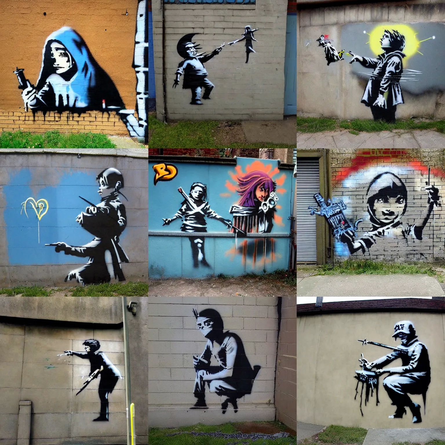 Prompt: banksy street art of innoruuk from the videogame everquest