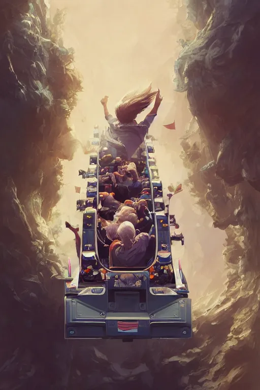 Prompt: joe biden on a roller coaster, full face, anime, fantastic details, pixiv, hyperdetailed unreal engine, stanley artgerm lau, wlop, rossdraws, james jean marc, simonetti ruan jia and mandy jurgens and artgerm and sakimichan, illustration, digital art, concept art, manga cover