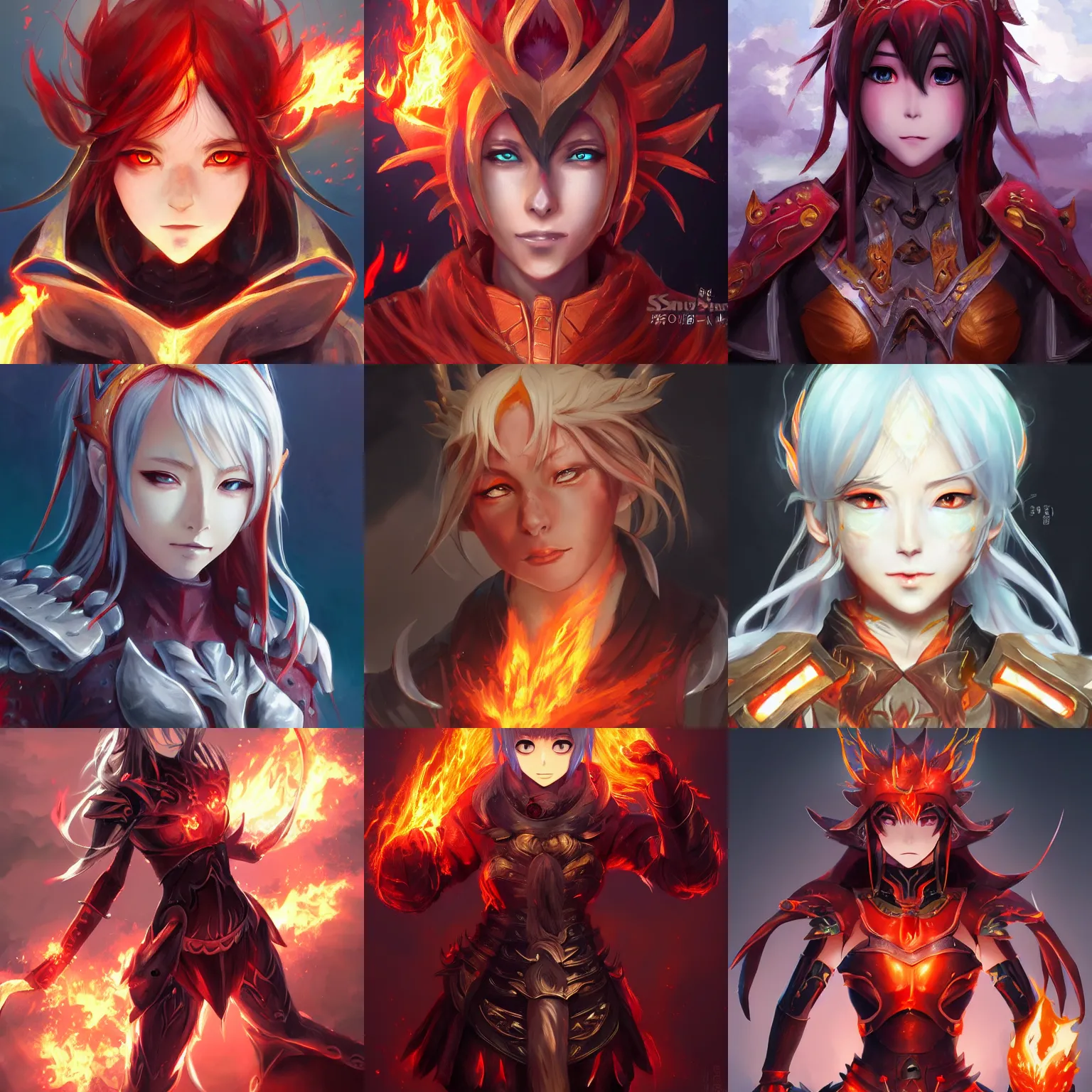 Prompt: An anime portrait of Ssunbiki as flame atronach from Skyrim, by Stanley Artgerm Lau, WLOP, Rossdraws, James Jean, Andrei Riabovitchev, Marc Simonetti, and Sakimichan, trending on artstation