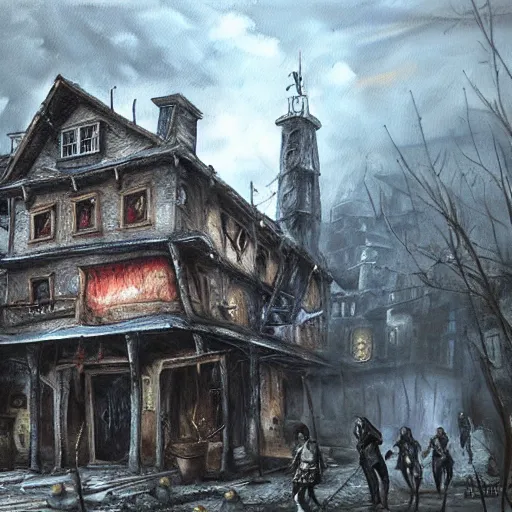 Image similar to resident evil village Salvatore Moreau, detailed painting