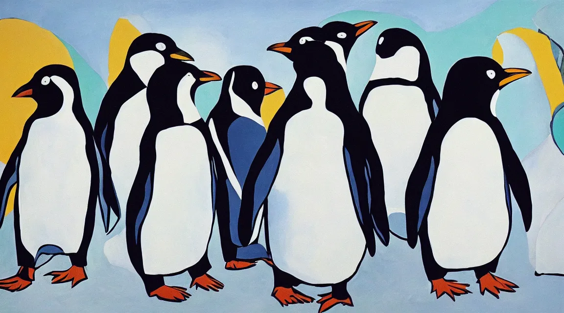 Prompt: Linux Tux penguin wallpaper painted by Pablo Picasso