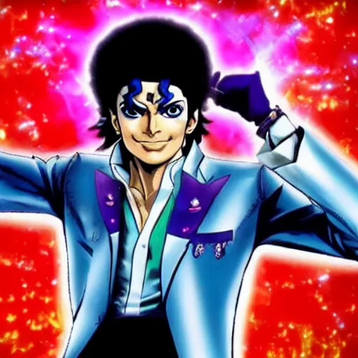 Image similar to michael jackson in jojo bizarre adventure