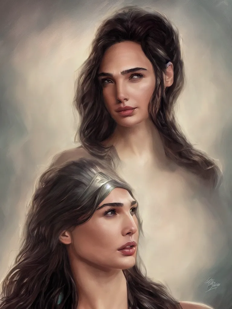 Image similar to a beautiful portrait of gal gadot by Karmen loh and, detailed, proportional, trending on art station, 4k