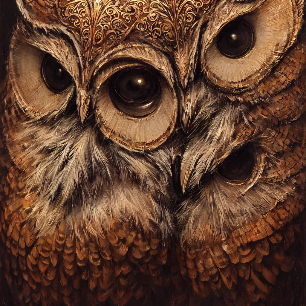 Image similar to a ultradetailed beautiful concept art of a an intricate wooden mask of an owl painted with beautiful colors, but the mask hide some dark secret, photorealism, ome reflexion in eyes, sharp details, volumetric light, high resolution 4 k, by tom bagshaw, greg rutkowski, charli bowater and artgeem