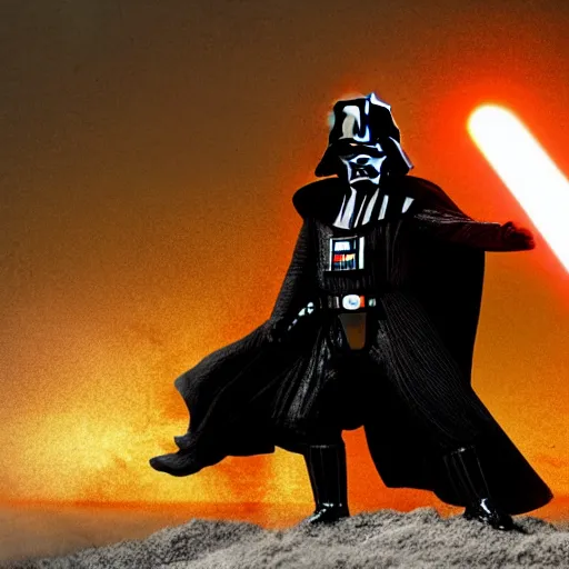 Image similar to darth vader attacking a pile of sand