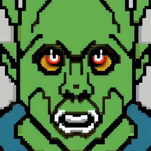 Prompt: portrait of an orc, pixel art, retro, dos